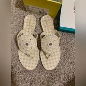 Jack Rogers Gingham Georgica Jelly - Bone/White - Size 7